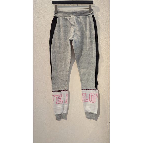 Bobbie Brooks LOVE gray, pink, white sweatpants jogger pants Sz S - Picture 9 of 10